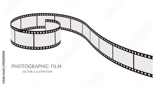16:9の背景素材：ダイナミックな動きをした35mm写真フィルムのベクターイラストデータ