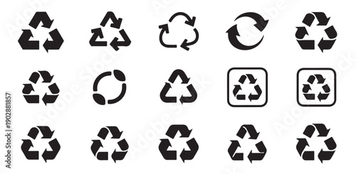 Recycle icon collection isolated on white background recycling symbol arrows sign set