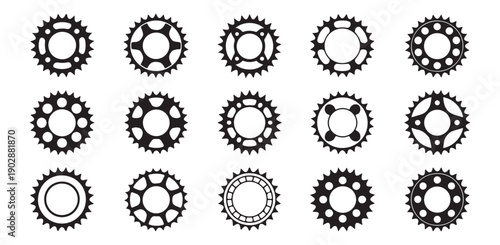 Gear sprocket collection isolated on white background industrial wheel vector icons