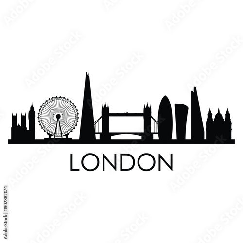 A striking black silhouette of london s iconic skyline with text