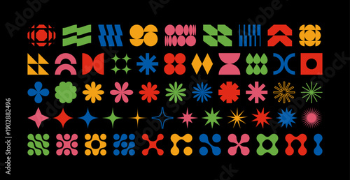 Abstract Geometric Shape Figure Pattern. Vector Modern Emblem Graphic. Retro Icon Design Pack.