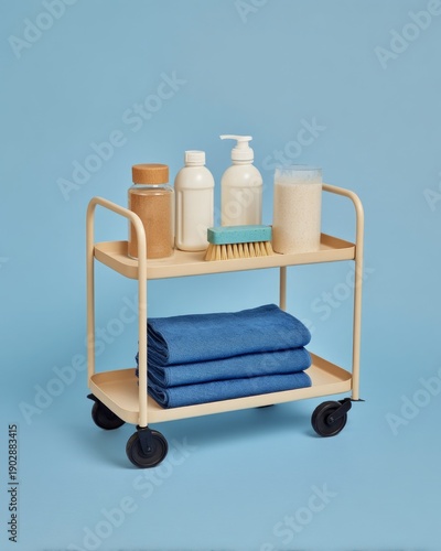 Eco-Friendly Product Display on Shelf with Recyclable Packaging and Towel