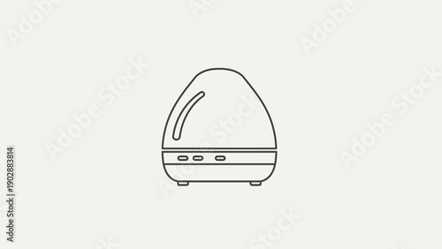 Modern minimalist line art icon of an essential oil diffuser or aroma humidifier for wellness and