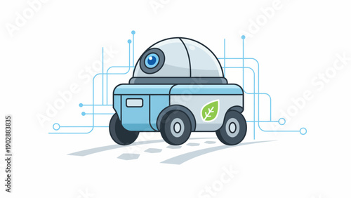 Eco-friendly autonomous robot vehicle symbolizing futuristic sustainable smart logistics solutions