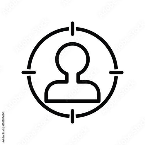 Targeted Talent Search Concept with Human Figure and Crosshair Symbol Representing Headhunter Recruitment and Investigation UI UX