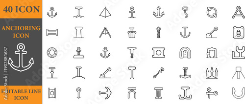 Collection of various line style audio and media icons in editable line format for digital applications