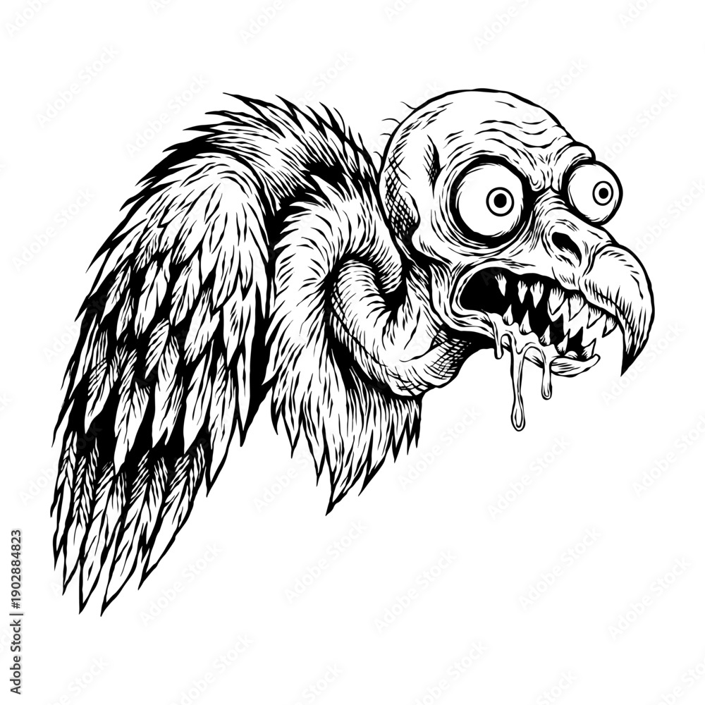Obraz premium hand drawn illustration of a vulture vector