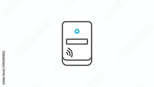 A minimalist line art icon depicting a modern wireless communication device for smart home