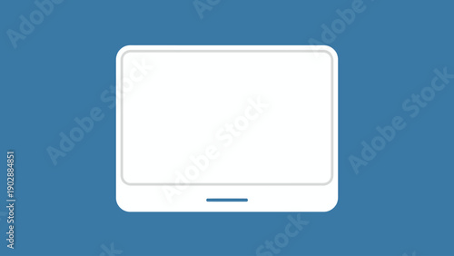 Clean white tablet graphic with blank screen on a vibrant blue background representing modern