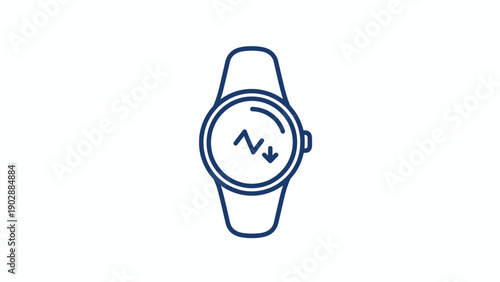 Modern Smartwatch Heart Rate Monitor Icon Representing Health and Wellness Tracking Device A sleek