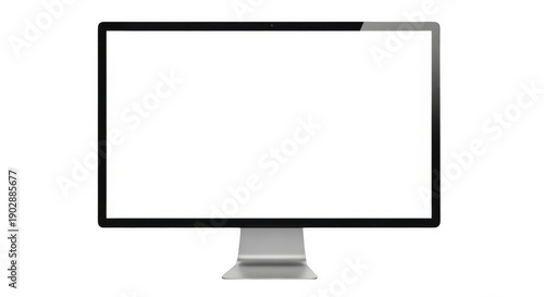 A sleek modern computer monitor with a blank screen isolated on transparent background for design and technology concepts