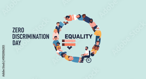 Diverse people unite in a circular formation promoting equality and zero discrimination day