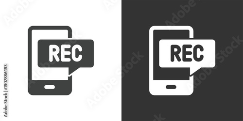 Mobile Video Record icon. Solid glyph series icon