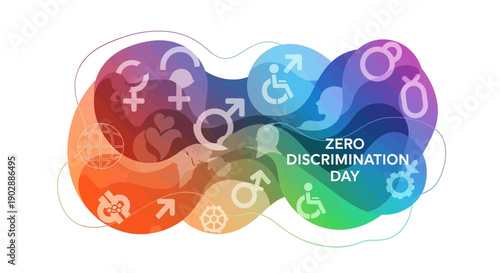 Diverse community celebrating Zero Discrimination Day with vibrant colors and symbols