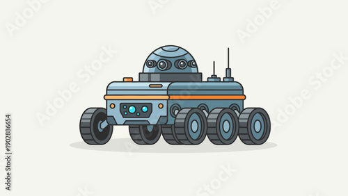 Illustration of a futuristic planetary rover for space exploration and scientific missions