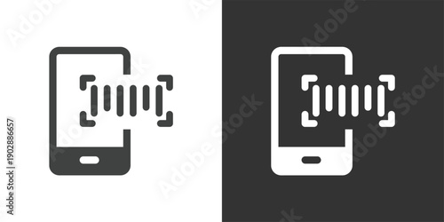 Mobile Barcode Scan icon. Solid glyph series icon
