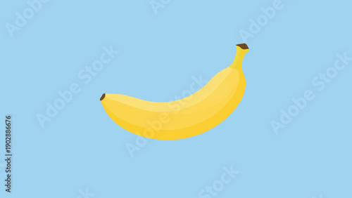 Vibrant yellow banana illustration on a clean light blue background representing healthy eating