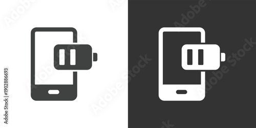 Mobile Battery Status icon. Solid glyph series icon