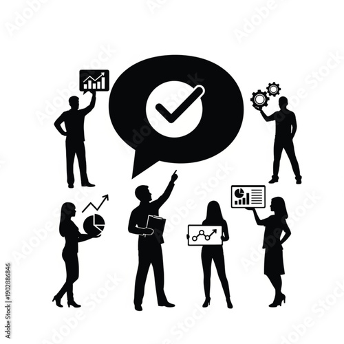 Team Approving Business Plan with Charts and Graphs.