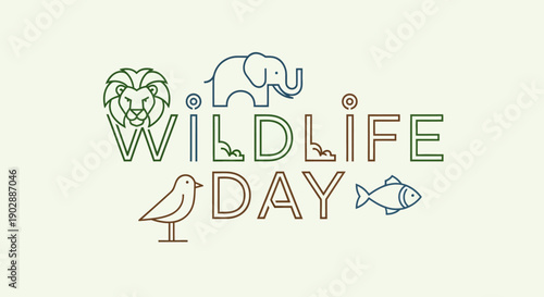 Celebrating Wildlife Day with animals and nature in a vibrant illustration