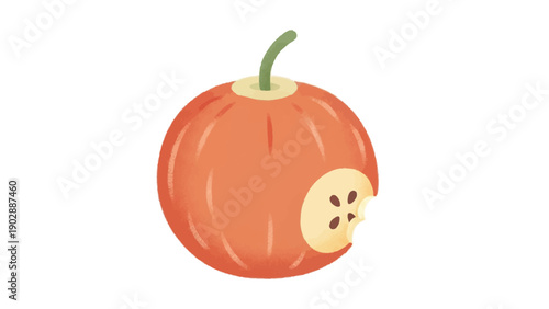 A vibrant cartoon apple illustration with a bite taken out revealing its healthy core and seeds