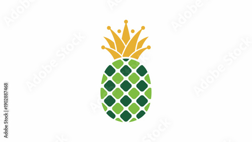Elegant and modern stylized pineapple fruit with a golden crown vector graphic illustration on a