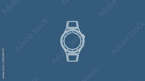 Minimalist Line Art Smartwatch Icon on a Blue Background Digital Timekeeping Device Illustration
