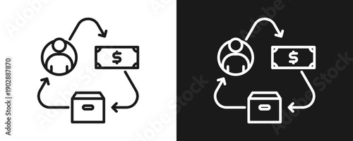 Buying Habits Icon Set Outline In White And Black Background