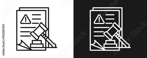 Legal Issue Icon Set Outline In White And Black Background