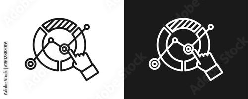 Market Trends Icon Set Outline In White And Black Background