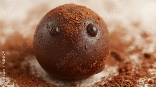 Chocolate Truffle Candy Ball with Cocoa Powder Close Up Gourmet Dessert Macro Food Photography Background