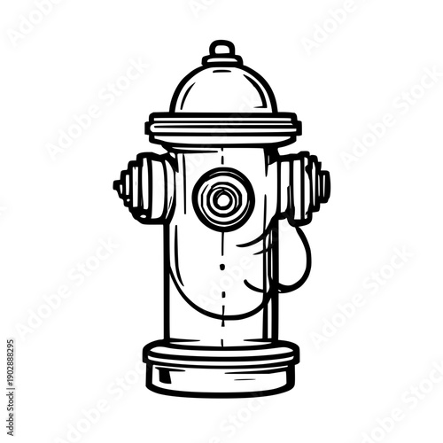 Classic black silhouette of a fire hydrant, rendered in clean line art against a crisp white background, perfect for emergency service designs and urban infrastructure graphics