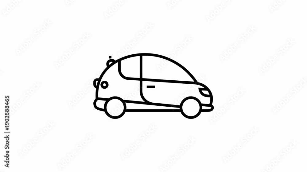 Fototapeta premium Minimalist Line Art Icon Depicting a Modern Compact Electric Car for Digital Mobility Concepts