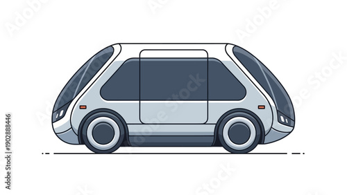 Futuristic Autonomous Electric Vehicle Design Isolated on White Background Minimalist Transport