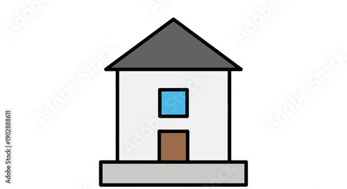Simple House Icon, Minimalist Architectural Design, Vector Illustration