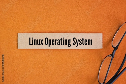 Tableau sur toile Glasses and paper box with the words linux operating system