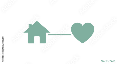 Vector illustration of home and heart connection, love of home, family concept