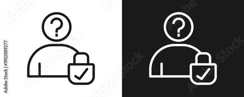 Anonymization Icon Set Outline In White And Black Background