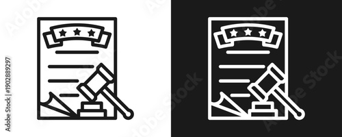 Code Of Conduct Icon Set Outline In White And Black Background
