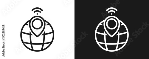 Ip Address Icon Set Outline In White And Black Background