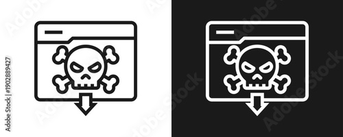 Piracy Icon Set Outline In White And Black Background