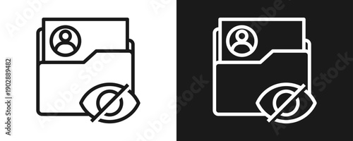Sensitive Information Icon Set Outline In White And Black Background