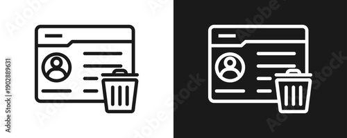 Right To Be Forgotten Icon Set Outline In White And Black Background