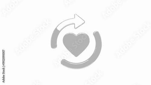 Heart refresh icon, symbol of favorites, loop, or continuous care, modern graphic design element