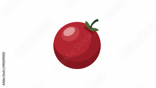 Vibrant red berry or fruit with green stem isolated on white background digital illustration