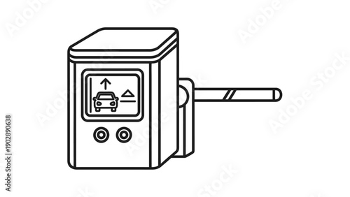 Modern automatic parking barrier system line icon with car entry indication concept