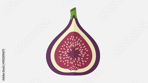 Detailed flat design illustration of a vibrant purple fig cross-section showcasing its sweet