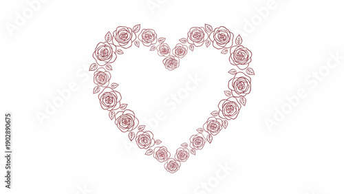 Beautiful elegant rose heart frame illustration for romantic love and valentine designs