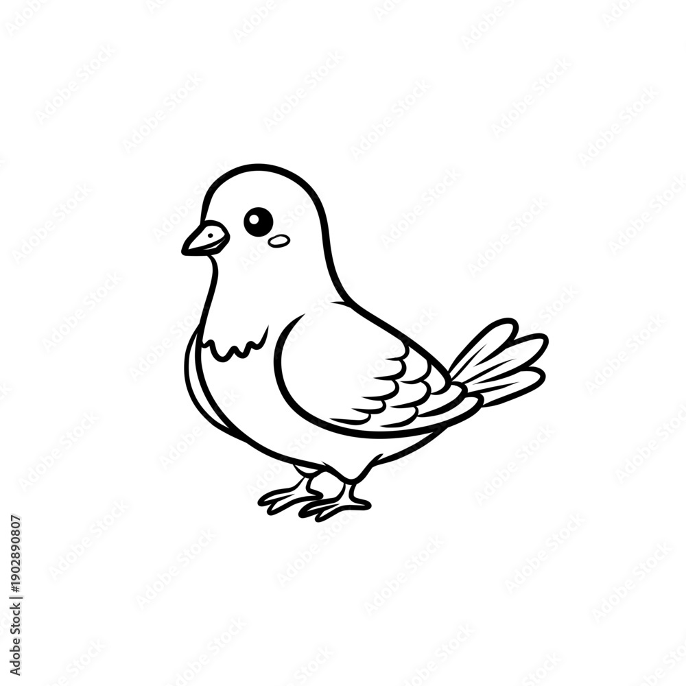 Fototapeta premium Simple pigeon bird outline illustration for coloring or design