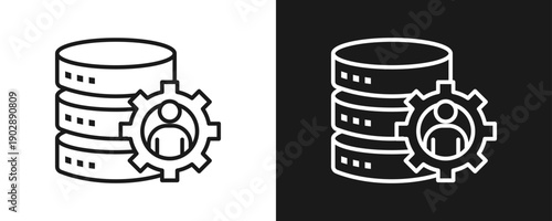 Database Administration Icon Set Outline In White And Black Background